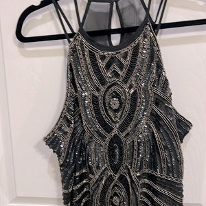 Parker halter top. Sequence and never worn. Silver and black.